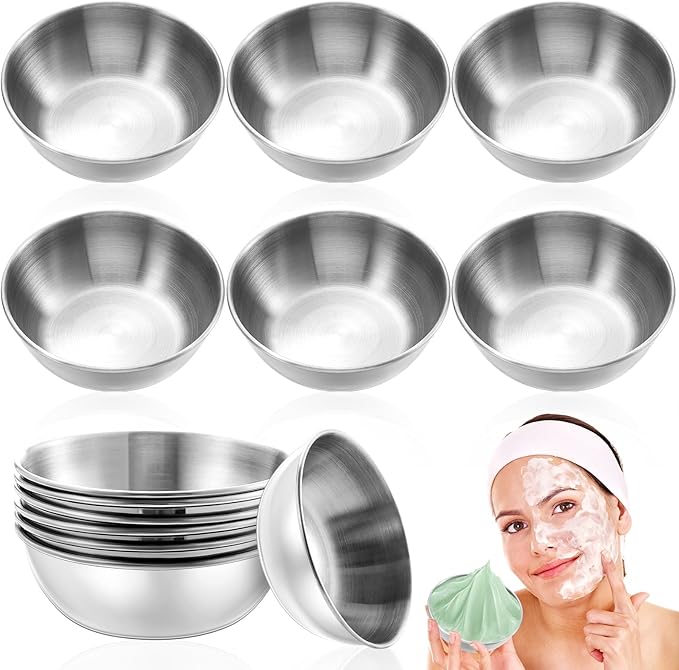 Teenyyou 6 Pcs 3.23 In DIY Face Mask Mixing Bowl Stainless Steel Esthetician Facial Mask Bowl Facial Small Mixing Esthetician Supplies for Lady Women Skincare Home Salon Cosmetic Beauty (Silver)