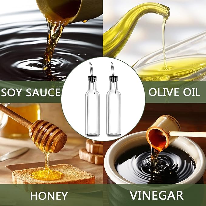 8 oz (250ml) Oil and Vinegar Dispenser Set - 2PCS Olive Oil Dispenser Bottles, Syrup Dispenser & Kitchen Oil Bottles with Pour Spouts and Funnel