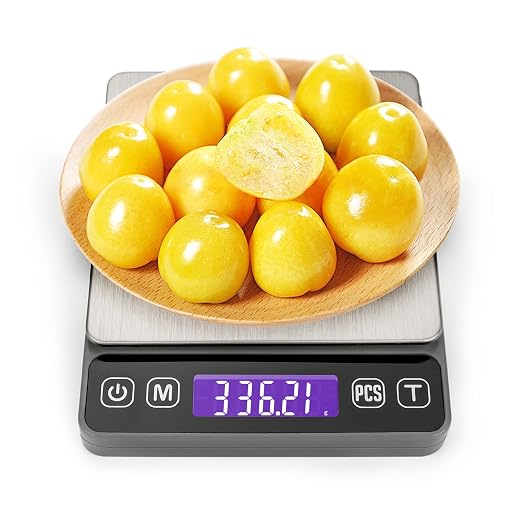 KitchenTour Digital Kitchen Gram Scale - 500g/0.01g - High Accuracy Precision Food Scale - Meat Scale with Back-Lit LCD Display(Batteries Included)-Grey