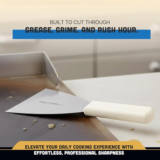 Dexter-Russell Basics 4” Stiff Scraper – P94850, Heavy-Duty Stainless Steel Blade with Ergonomic Polypropylene Handle, 8.5” Overall Length, NSF Certified, Made in USA