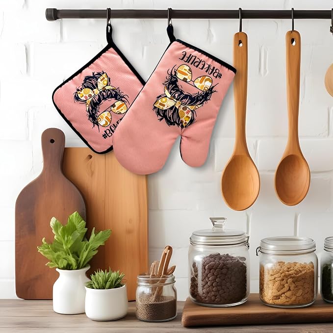 Bakerlife, Funny Oven Mitts and Pot Holders, Silicone Non-Slip Oven Mitts, Kitchen Gift for Women, Bake Lover Gift, Housewarming Gift Ideas