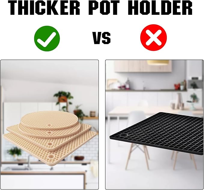 4 Pack Trivets for Hot Dishes | Hot Pads for Kitchen, Silicone Pot Holders for Kitchen Countertops,Table, Hot Pots and Pans, Easy to Wash and Dry,Khaki