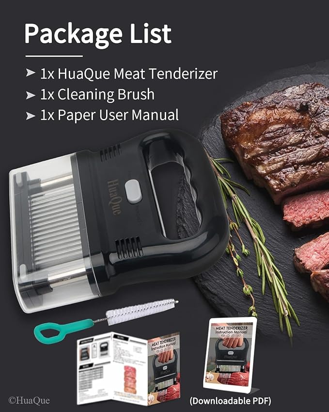Meat Tenderizer Tool, Detachable 48-Blade Stainless Steel Steak Tenderizer Needles for Tenderizing Beef/Chicken/Pork, Dishwasher Safe, Cleaning Brush/User Manual/Recipe Ebook (PDF) Included