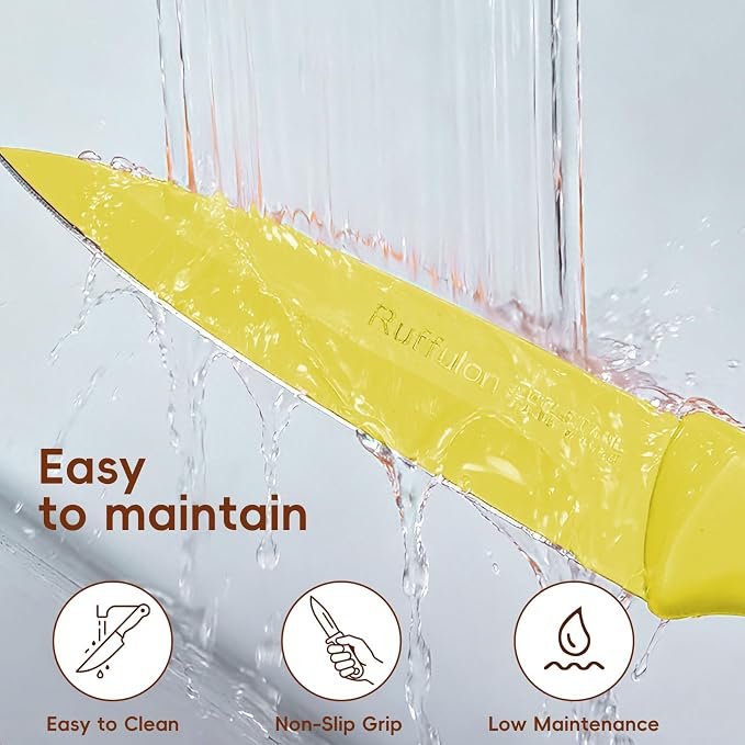 Paring Knife set, 4-piece set of 3.5-inch yellow knives. | Straight blade with pointed tip design PP plastic ergonomic handle Specifically designed for cutting fruits and vegetables