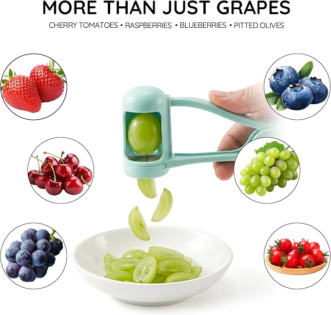 Homnoble Grape Cutter for Toddlers & Baby - Stainless Steel Grape & Cherry Tomato Slicer for Kids Lunch Box - Portable Small Fruit Quarterer Tool, Prep for Salad & Healthy Snacks
