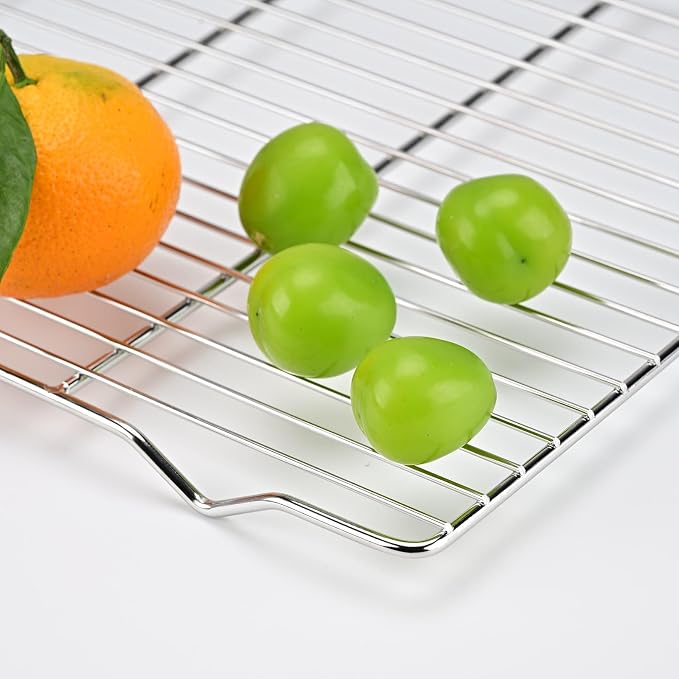 2-Pack Cooling Racks for Baking, 10x15 Inch, Heavy Duty Stainless Steel Wire Cookie Rack Fits Half Sheet Pan, Oven Safe Cooling Rack Set, Dishwasher Safe & Non-Toxic