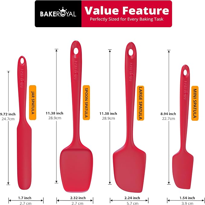 BakeRoyal Silicone Spatulas Set - Red