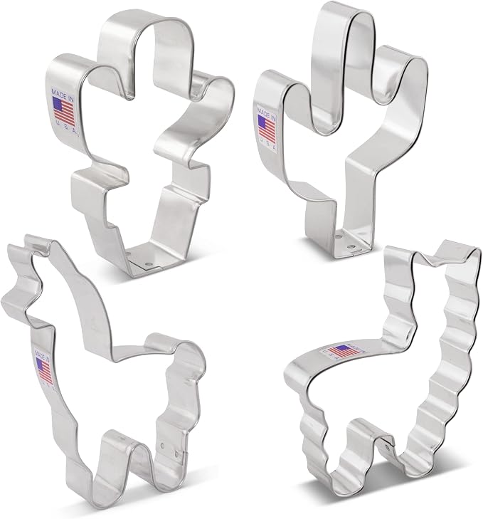 Ann Clark Llama and Cactus Cookie Cutters 4-Pc Set Made in USA