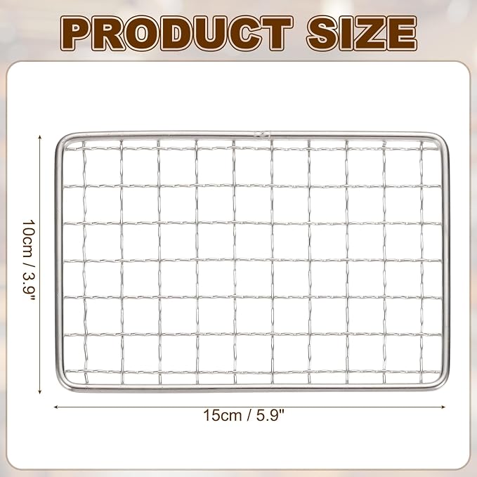 uxcell Cooling Racks, 3.9" x 5.9" Stainless Steel Barbecue BBQ Grill Net Mesh Rack Grate for Cooking, Roasting, Grilling, Oven & Dishwasher Safe, Silver
