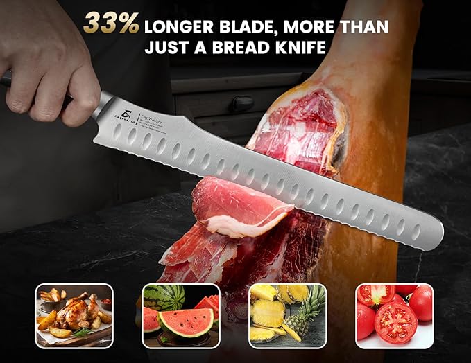 CoquusAid Paring Knife Set 2PCS Fruit & Vegetable+Bread Knife for Homemade Bread