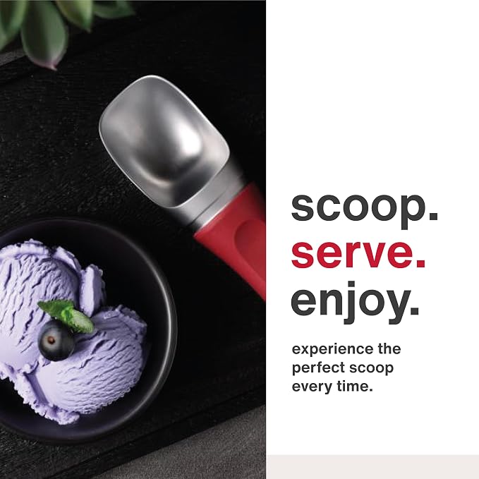 Zyliss Ice Cream Scoop - Stainless Steel Ice Cream Scoop - Dishwasher-Safe Scooper with Eco-Friendly Handle - Berry