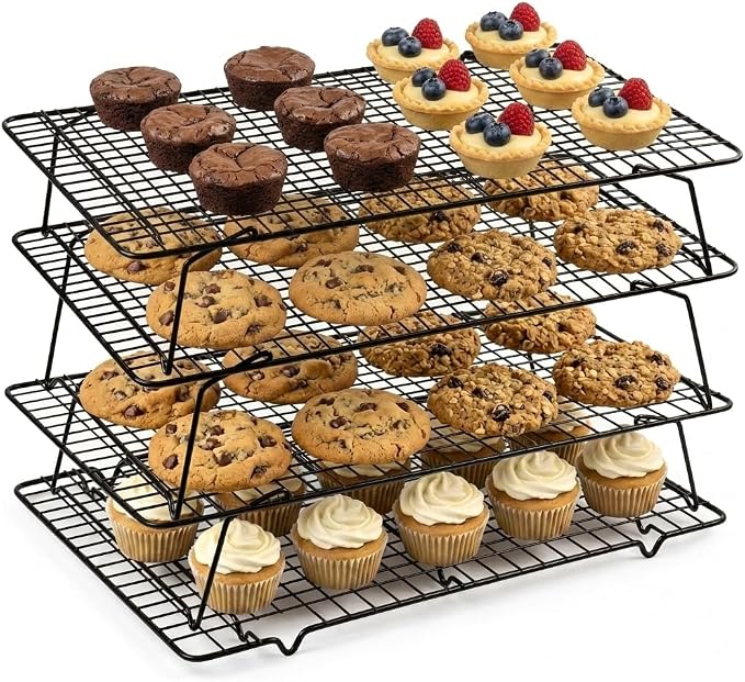 4-Tier Stackable Cooling Rack Set, Heavy Duty Stainless Steel Baking Rack, Oven Safe Wire Rack for Baking & Roasting, Fits Cookie Sheets, Dishwasher Safe