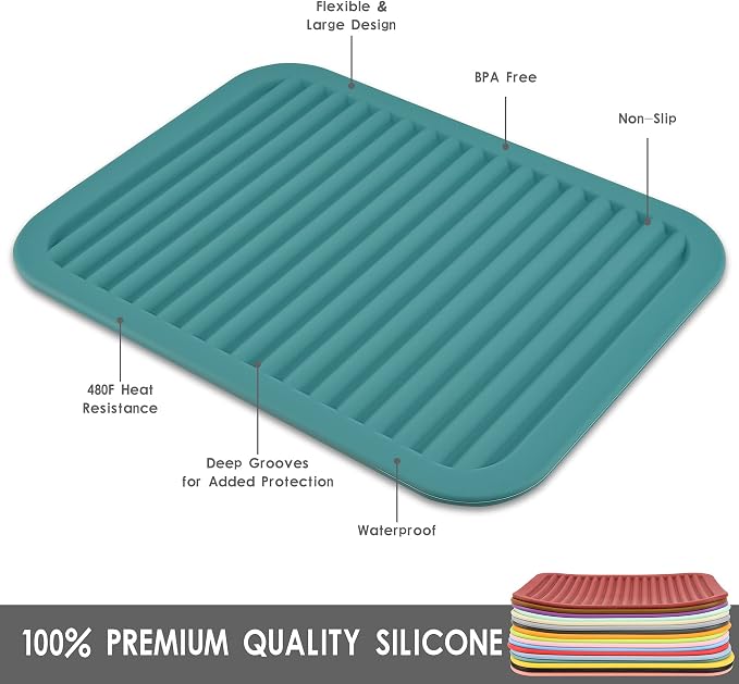 Silicone Trivets Mats for Hot Dishes and Hot Pots & Pans, Hot Pads for Countertops, Tables, Pot Holders, Spoon Rest, Small Drying Mats Set of 2 Color Black
