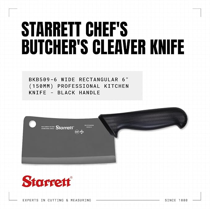 Chef's Cleaver Knife - BKW509-6 Wide Rectangular 6" (150mm) Professional Kitchen Knife Blade - White Handle Ultra Sharp Vegetable & Meat Butcher Cleaver