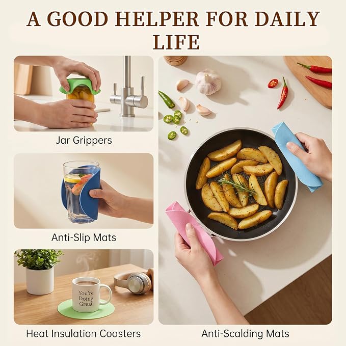 6Pcs Jar Opener Gripper Pad, Rubber Jars Opener, Can Openers For Opening Jars Gripper To Open Jaring, Non Slip Jar Bottle Lid Openers Kitchen Coasters Tool