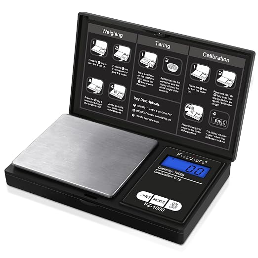 Fuzion Digital Pocket Gram Scale - 1000g/0.1g Small Food Scale Portable | Easy of Use, LCD Display, Tare Function, 6 Modes Ounces Grains, Batteries Included, Travel Food Scale