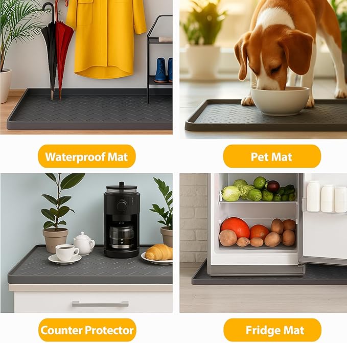 TigeJoy Under Sink Mats for Kitchen Waterproof 31" x 19", Cabinet Liner | Leak-Proof Silicone Mat Sink Protector, Kitchen Essentials Organizer and Storage,Boot or Shoe Tray, Pet Feeding Mat