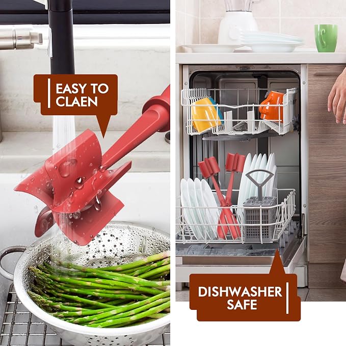 Upgrade Meat Chopper, Heat Resistant Meat Masher for Hamburger Meat, Ground Beef Smasher, Nylon Hamburger Chopper Utensil, Ground Non Stick Mix Chopper, Mix and Chop, Potato Masher Tool（Red）