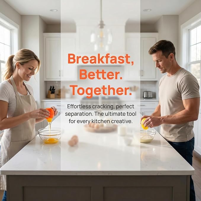 2026 Upgraded Stainless Steel Egg Cracker and Separator – 2 Pack Raw Egg Opener with Shell Cutter, Dishwasher Safe Egg Tool, Yolk & White Separator for Fresh Eggs, Not for Hard Boiled (Orange)