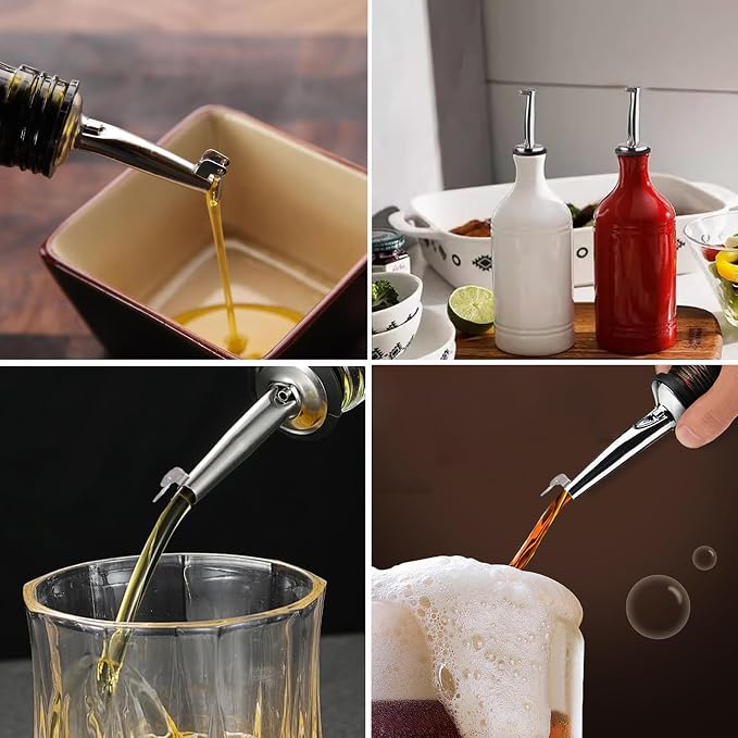 2 Pack Oil Pourers with Flip Top, Olive Oil Dispenser, Speed Pour Spouts for 3/4" Bottle Mouth