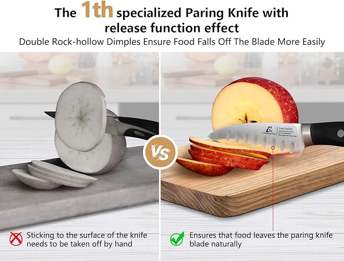 CoquusAid Paring Knife Set 2PCS Fruit & Vegetable+Bread Knife for Homemade Bread