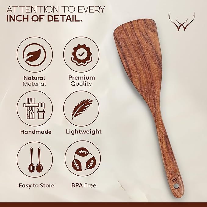 20 Pcs Teak Wooden Utensil Set – Premium Cooking Utensils Set, Natural Wooden Spoons for Cooking - Sturdy Kitchen Utensils & Cooking Spoons for Every Chef