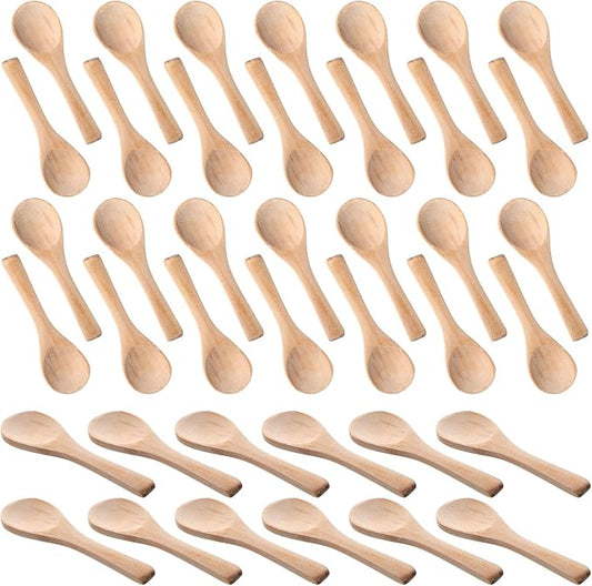 Boao 200 Pcs Small Wooden Spoons, 3.5'' L, Mini Wood Natural Tiny Spoons Wooden Little Teaspoons for Jars Sugar Creamer Honey Spices Salt Kitchen Supplies (Light Wood)