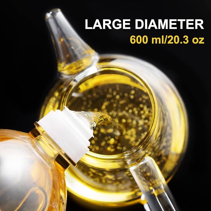 PARACITY Glass Oil Dispenser Bottle with Measurements, Oil Dispenser Bottle for Kitchen, 20.3 OZ Oil Container Kitchen for Olive/Vinegar/Cooking/Soy Sauce