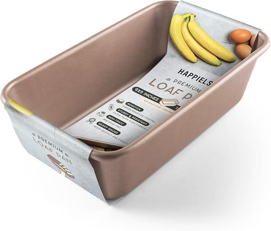 5 x 9 inch Nonstick Loaf Pan 1lb for Oven Baking, PFOA & BPA Free | | Non-Toxic - High Carbon Steel - Gold - Banana Bread Mold