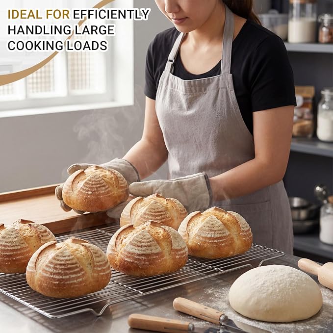 Lounsweer 6 Pcs Cooling Racks, 24L x 16W x 1H Stainless Steel Wire Rack for Baking Sheet, Large Cookie Cooling Rack, Oven Safe Cooking Racks for Sheet Pan, Dishwasher Safe, Full Size