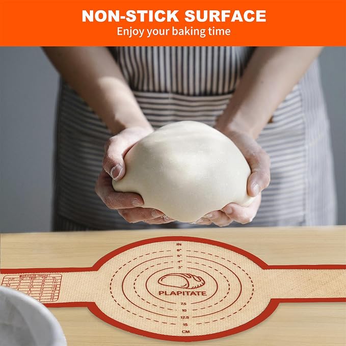 PLAPITATE Silicone Bread Sling Dutch Oven Liner, Non-Stick & Easy Clean Reusable Oval and Round Silicone Bread Baking Mat with Long Handles, Easy to Transfer Sourdough Bread - 2 Red Set