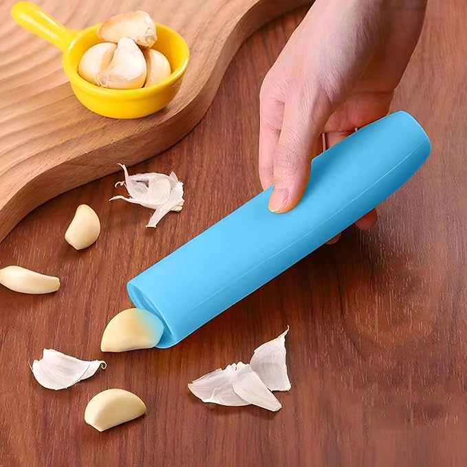 Silicone Garlic Peeler Tube- Garlic Roller Peeling Tube Tool Garlic Odorfree Peel Garlic Easy Roll Tube Useful Kitchen Gadgets (Blue)