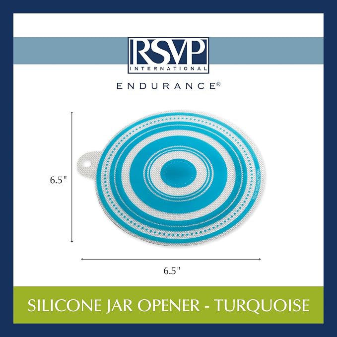 RSVP International Silicone Multi-Purpose Kitchen Tool Jar Opener/Non Skid Pad, 6.5 Round, Turquoise