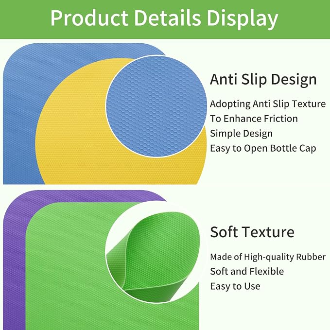 6 Pcs Jar Opener,Bottle Opener,Rubber Jar Openers for Seniors with Arthritis Weak Hands, Anti-Slip Gripper Pads for Bottles Cans Lids, Dual-Shape Kitchen Gadgets with Heat Insulation(6 Colors)