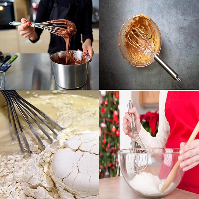 Stainless Steel Wire Whisk Set – 3 Pack, 10 Inch Balloon Whisk