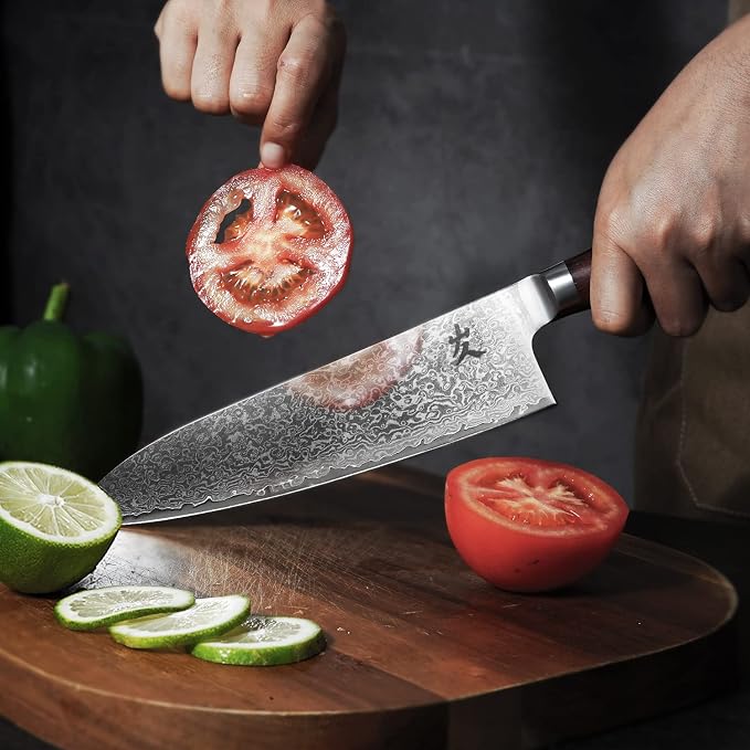 SAMCOOK Damascus Chef Knife - 8 Inch Professional Sharp Gyuto Knife,High Carbon Stainless Steel Kitchen Cooking knife - Ergonomic Sandalwood Handle with Gift Box