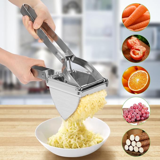 Potato Ricer, Stainless Steel Fruit Masher Heavy Duty Commercial Potato Press Mincer Food Chopper Kitchen Crusher for Mashed Potatoes Fruits Vegetables Yams Carrot