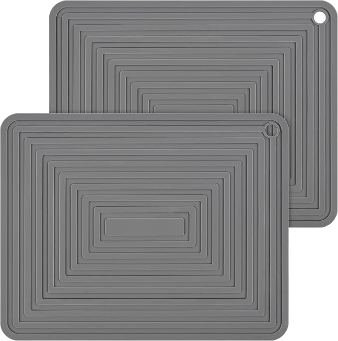 Trivets for Hot Pots and Pans-Silicone Trivets for Hot Dishes-Heat Resistant Mat for Countertops, Kitchen Small Dish Drying Mat, Silicone Pot Holders-Hot Pads for Kitchen Set 2 Dark Grey