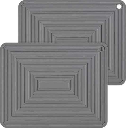 Trivets for Hot Pots and Pans-Silicone Trivets for Hot Dishes-Heat Resistant Mat for Countertops, Kitchen Small Dish Drying Mat, Silicone Pot Holders-Hot Pads for Kitchen Set 2 Dark Grey