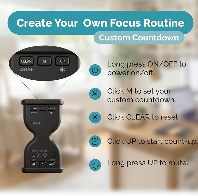 Pomodoro Timer for Productivity, Visual Countdown with Light Flow, Flip Timer 25/5 min, Custom Countdown Count-up, USB-C Rechargeable, Silent Study for Kids Students ADHD Gift Work Classroom Office