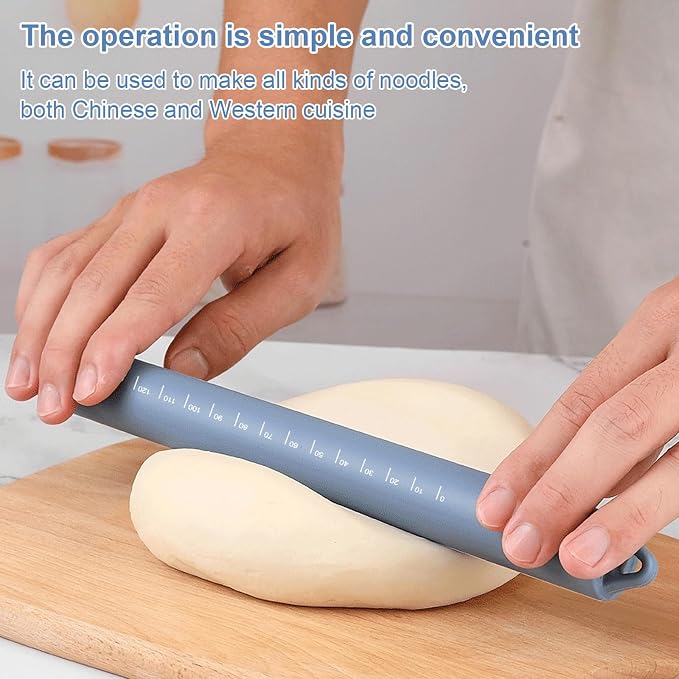 Non Stick Dough Roller Pins for Baking,Silicone Rolling Pin with Steel Core 10.39"/26.4cm (Blue)