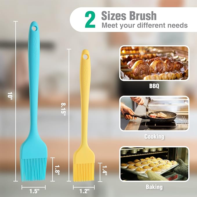 HAUSHOF Silicone Basting Pastry Brush, One-Piece Pastry Brush Set | Dishwasher Safe, Heat Resistant, Perfect for Baking, Grilling, Spreading Oil, Butter, BBQ Sauce or Marinade