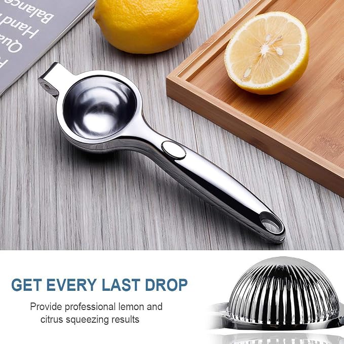 Lemon Squeezer Stainless Steel Manual Hand Squeezer/Lime Juicer Hand Citrus Press Juicer Metal - 2.7" Extra Large Premium Quality Heavy Duty Solid Metal Bowl Silver