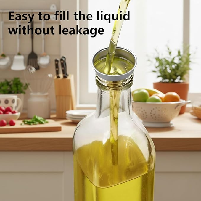WERTIOO Oil Bottles for Kitchen 2 Pack, 17oz Oil and Vinegar Dispenser Set | 500ml Olive Oil Dispenser Bottle for Kitchen, with 4 Plastic Pourer, 1 Stainless Steel Funnel, Pen and Label