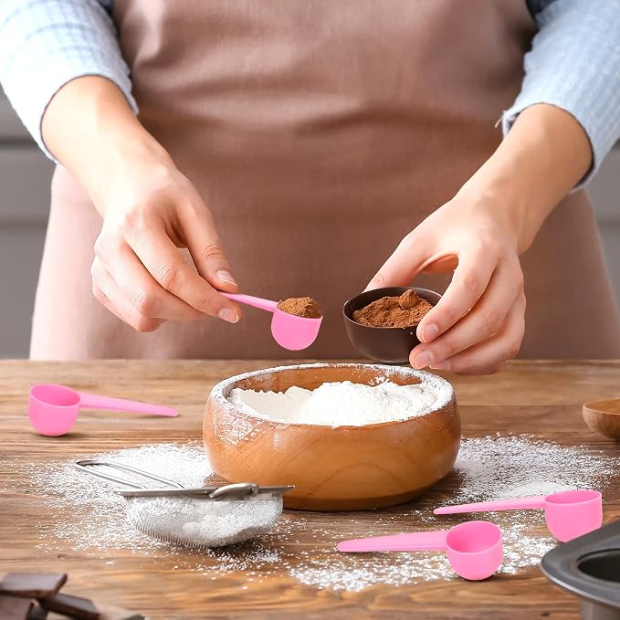 Meanplan 40 Pack Plastic Tablespoon Measuring Spoons Bulk (20 ml | 20 Cc | 1.33 Tablespoon | 4 Tsp) Coffee Scoops Teaspoon Pack for Measuring Coffee Tea Milk Grain Spices Protein Pet Food (Pink)