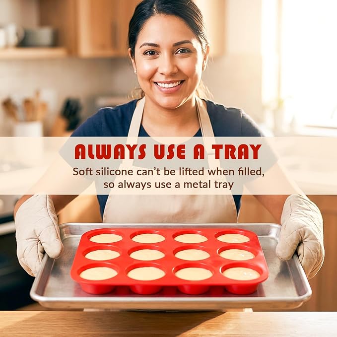 HKNMTT Silicone Muffin Pans for Baking 12Cups BPA-Free Egg Bites Mold | Regular Size, Non-Stick, Food-Grade, Oven Safe, Cupcake Pan Muffin Tin