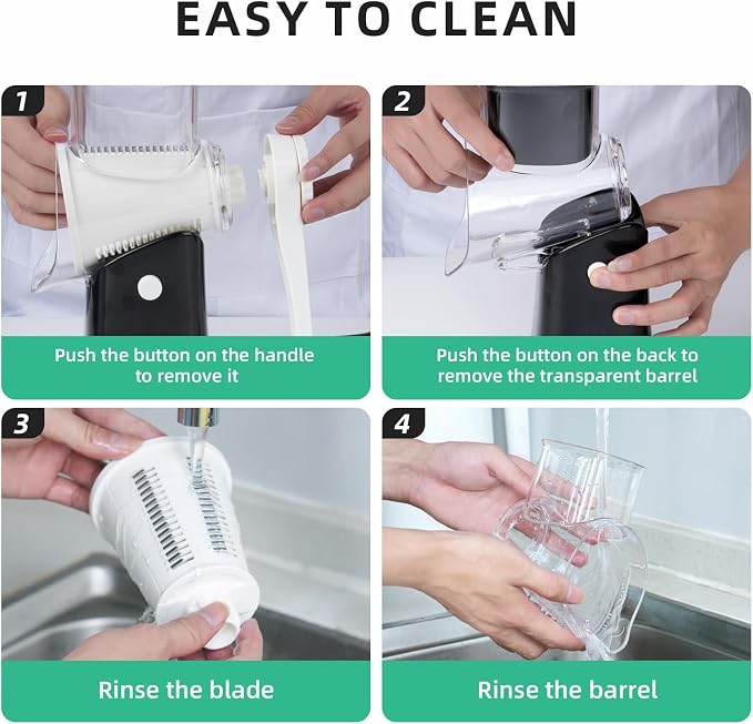 5 in 1 Rotary Cheese Grater, Manual Hand Crank Cheese Grater With Reinforced Suction & 5 Interchangeable Blades, Multifunctional Cheese Shredder, Easy to Use and Clean, Black