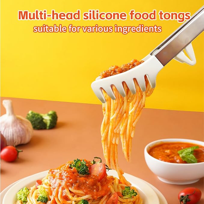 Kitchen Tongs,Set Of 3 Tongs with Silicone Tip for Cooking 9/12 Inch Stainless Steel Kitchen Tong for Meat,Food Grill,Salad,BBQ,Frying,Serving,Dishwasher (white, 12inch)
