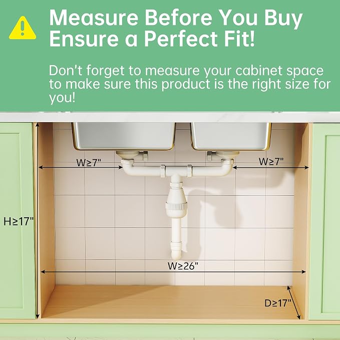 2-Pack 3-Tier Under Sink Organizer, Slide Out Cabinet Storage, Kitchen/Bath | 2-Pack Value Set, Height Adjustable, Carbon Steel Holds 60 lbs Each, Fits Kitchen & Bathroom Vanity Simultaneously