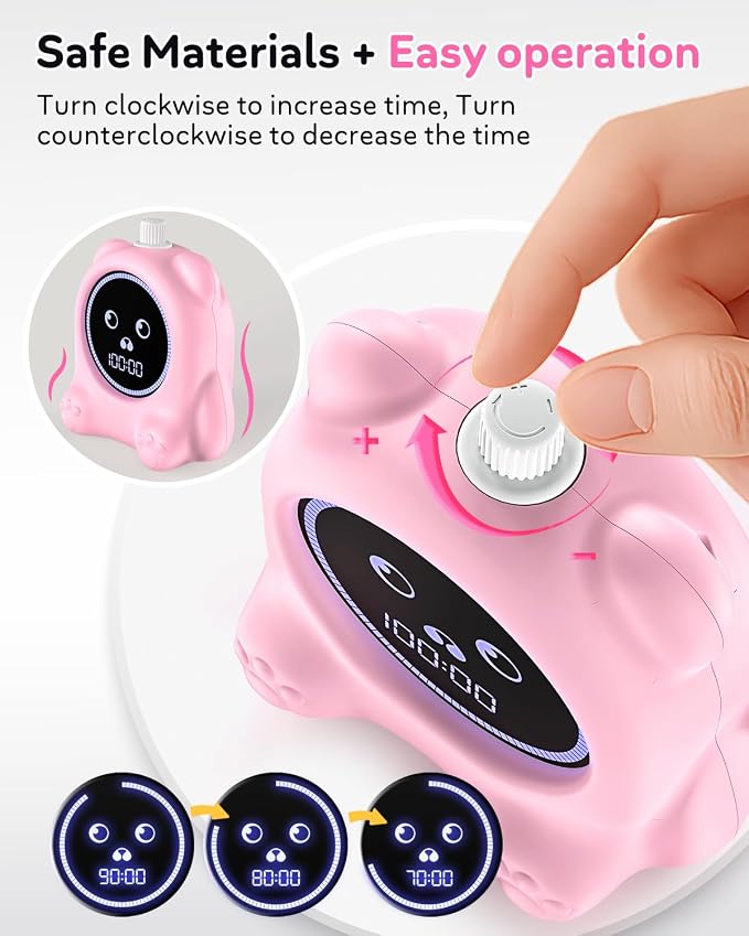 Visual Timer for Kids, 100 Min Digital Timer with Paused, Rechargeable Countdown/Up Timers, 3 Alarm, Silent, Vibrate & Sound Mod, Productivity Timers for ADHD, Classroom, Teacher, Exercise, Study